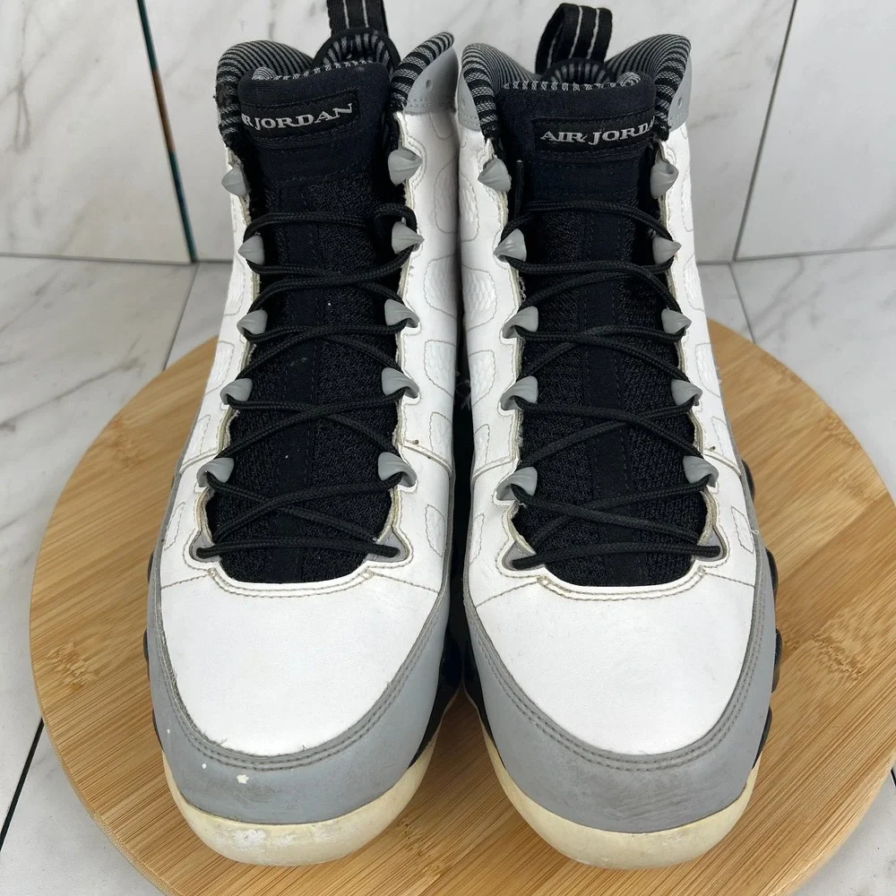Nike Air Jordan 9 Retro Barons Mens Size 10 White Black Sneaker Shoes 302370-106